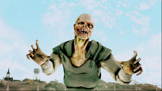 A rabid ghoul poised to attack Fallout New Vegas mods's Oxide ENB.