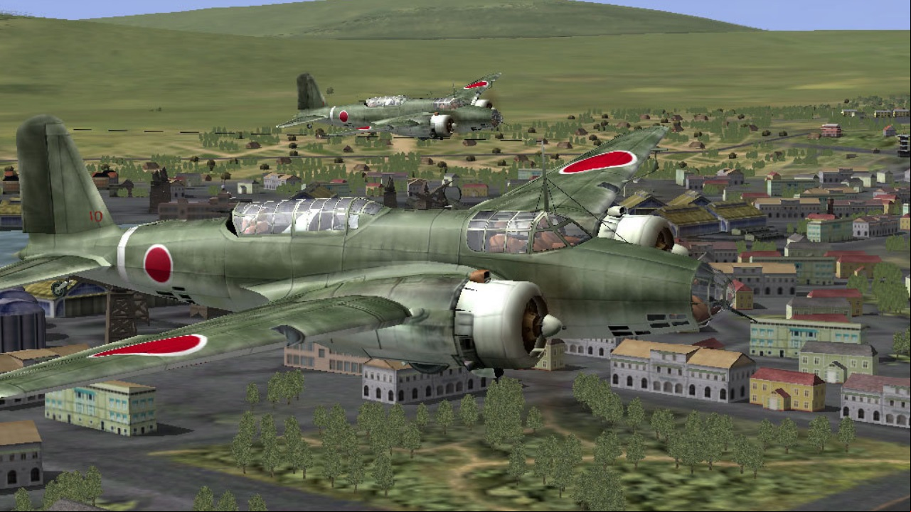 Best WW2 games: IL-2 Sturmovik: 1946. Image shows planes flying over a town.