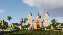 In Tropico 6 you can put inflatable tube men and fish tanks in your palace