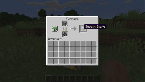 Minecraft smooth stone slab - using the furnace to turn cobblestone into smooth stone.