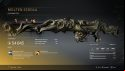 A rifle with flames bursting out from the barrel featuring numerous skulls surrounding the weapon
