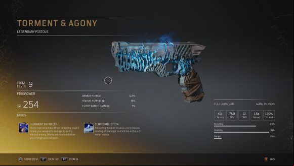 A pistol that looks eroded, covered in glowing blue light