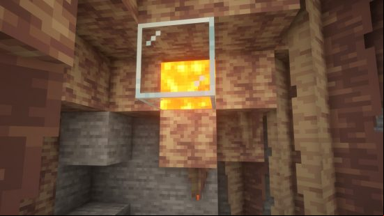 Minecraft dripstone renewable lava: lava above pointed dripstone