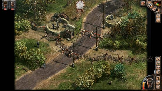 Best stealth games - a checkpoint in Commandos 2 guarded by soldiers.
