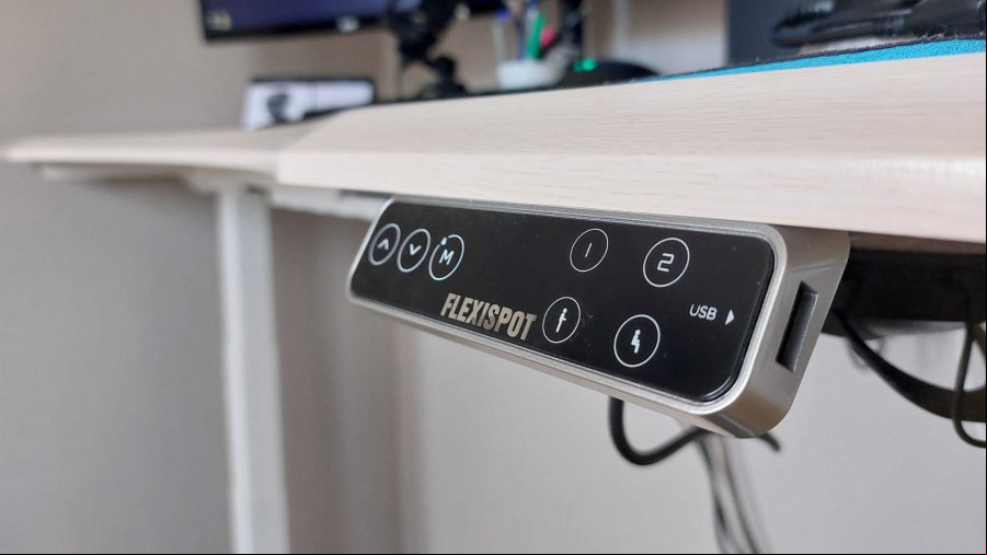 Close up of Flexispot E7 standing desk's control 