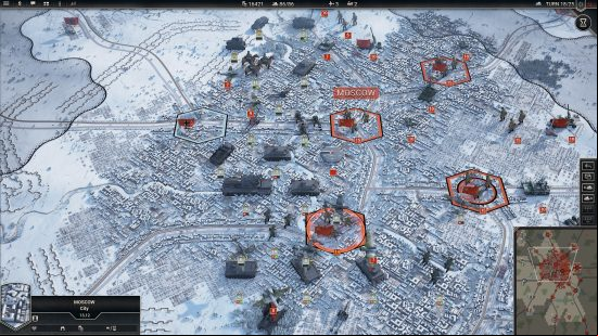 Best war games: Panzer Corps 2. Image shows a map with various tanks on it.