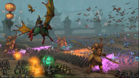 Best Warhammer games - a Cathayan army clashes against the forces of chaos in Total War: Warhammer 3