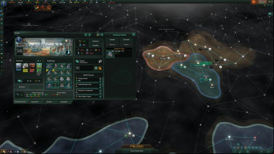 Best grand strategy games: Europa Universalis IV. Image shows a star chart with strategic options available to the player.