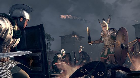 Best grand strategy games: Total War: Rome 2. Image shows two Roman soldiers fighting.