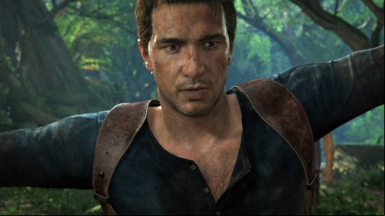 Best action-adventure games - Nathan Drake posing for the camera in the middle of the jungle in Uncharted: Legacy of Thieves Collection.