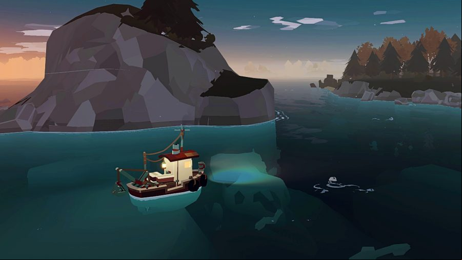 Dredge - a small boat sailing across dark waters