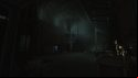 Escape from Tarkov screenshots: An abandoned warehouse area, with some sunlight seeping in from the left side and lighting up a card filing cabinet on the right side of the frame. Metal stairways lead up to gangplanks on the upper floor.