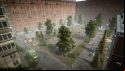 Escape from Tarkov screenshots: Seen from above, a children's playground in the middle of a city block lined with tall apartment buildings