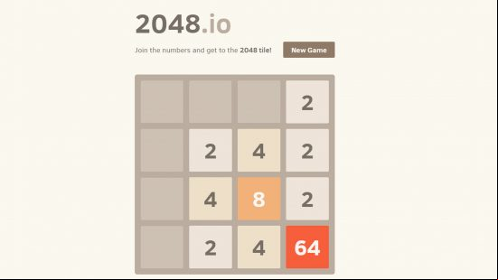 Best io games: The early game of 2048.io featuring numerous 2s and 4s
