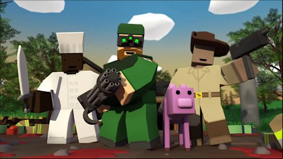 Best zombie games - a park ranger, a chef, and a soldier with night-vision googles are trying to protect their pig from zombies in Unturned.