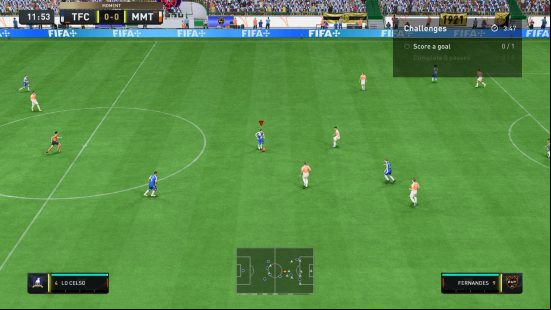 FIFA 23 review: Ultimate Team gameplay with Lo Celso on the ball in the middle of the pitch