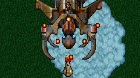 Free GOG games - a spaceship shooting at a bigger spider-like spaceship in Tyrian 2000.