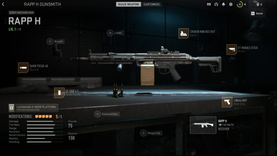 Best Modern Warfare 2 RAPP H loadout: Rapp H in gunsmith with five recommended attachments