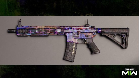 Modern Warfare 2 Orion camo: The Orion camo on an assault rifle