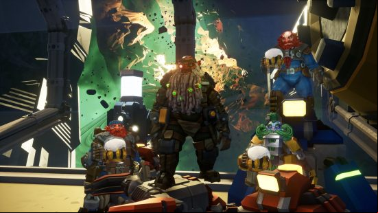 Games like Left 4 Dead and Payday 2: A group of intergalactic dwarves pose for the camera while standing on an asteroid
