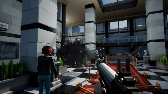 Games like Left 4 Dead and Payday 2: a oerson holding a gun enters a bank