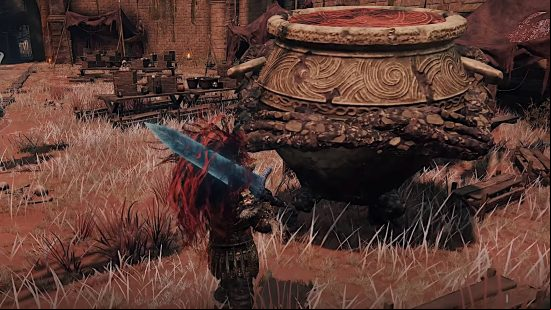 Elden Ring's Iron First Alexander stands next to the player character