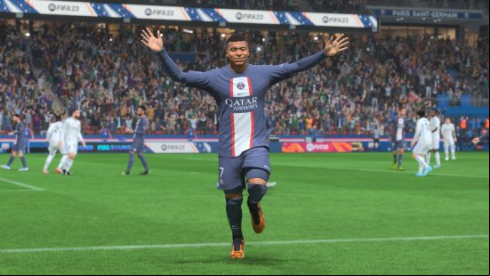FIFA 23 TOTY: Mbappe celebrates after scoring a goal