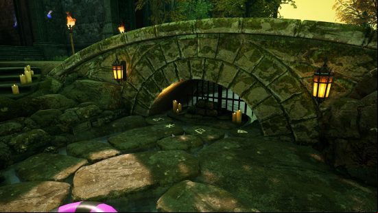 Midnight Suns moon seal locations: a small bridge going over a pool