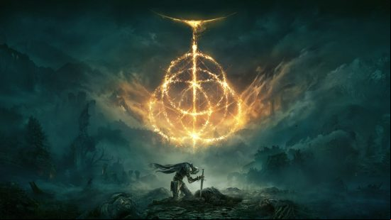 Now that's what I call PC games news 2022: A warrior plunges his sword into the ground and a golden symbol with rings appears in a green sky