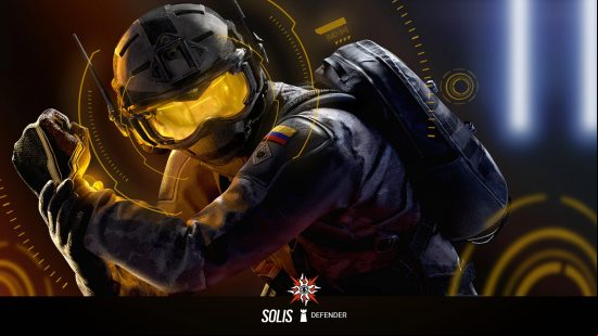 Rainbow Six Siege: a soldier wearing a bright yellow visor