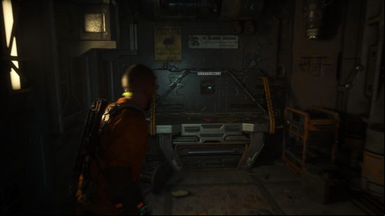 The Callisto Protocol weapons: The location of the skunk gun weapons schematic located on the workbench during the Aftermath chapter.