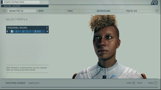 Starfield release date - the character creation screen in Starfield, showing options for tinkering with your character's appearance.