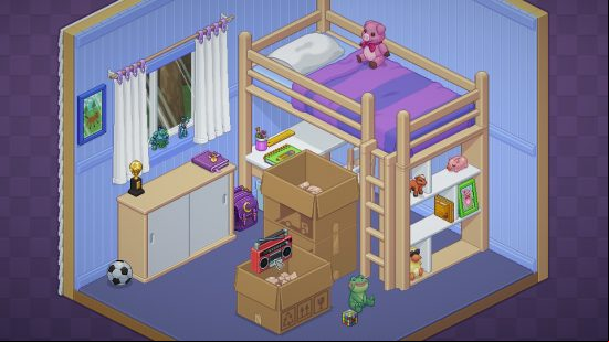 Best puzzle games - Unpacking: A child's room with a bunk bed