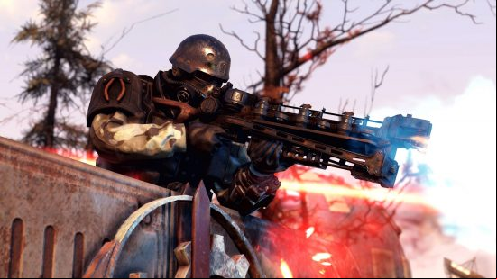Bethesda may have just saved Fallout 76 – and also added a new glitch. A soldier fires a Fatman launcher in RPG game Fallout 76