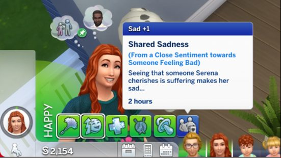 Sims 4 cheats: A happy Sim gains a point of sadness.