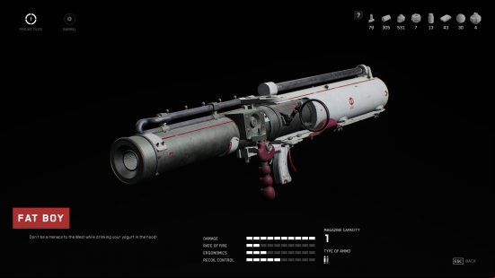 Best Atomic Heart weapons: The Fat Boy, a standard rocket launcher.