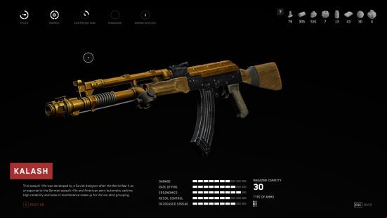 Best Atomic Heart weapons: The Kalash, a standard assault rifle.