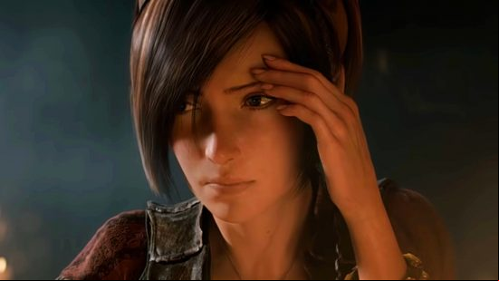 Diablo 3 Season 28 - Leah holds her hand to her temple in thought