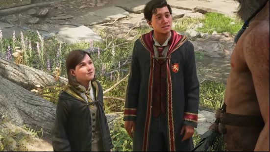 Hogwarts Legacy multiplayer: the player character stands next to Poppy Sweeting