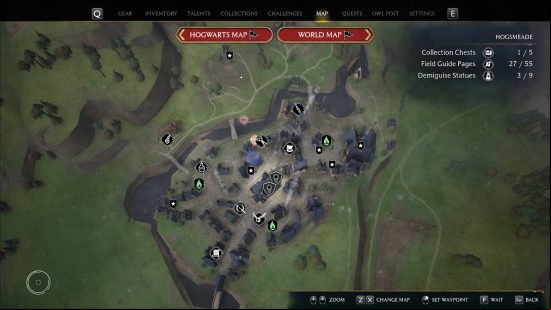 Hogwarts Legacy map: The map of Hogsmeade