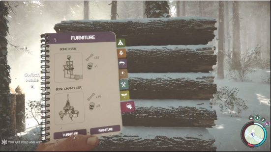 Sons of the Forest: An image of the build guidelines as they appear in the game.