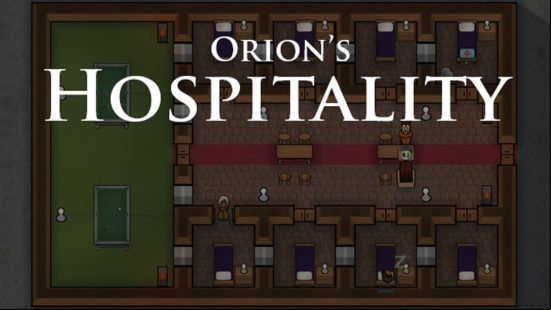 The title card for Hospitality, one of the best Rimworld mods.