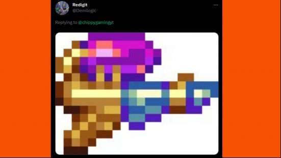 Terraria Shimmer gun sprite shared by Andrew 'Redigit' Spinks (@Demilogic on Twitter)