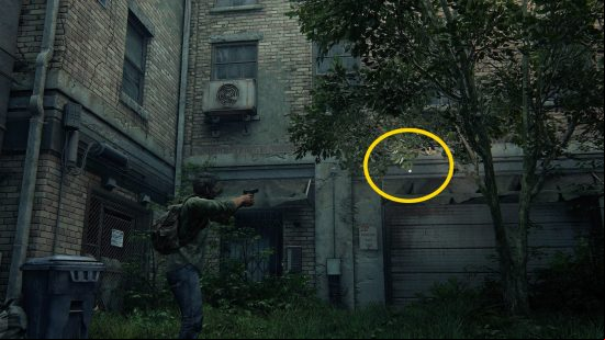 The Last of Us Firefly Pendants locations: an overgrown corner of an abandoned city.