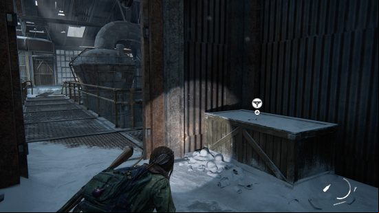 The Last of Us Firefly Pendants locations: the side of a building covered in snow and darkness.