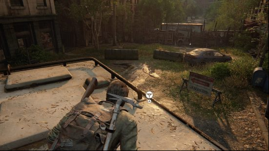 The Last of Us Firefly Pendants locations: an abandoned overgrown street at sunset.