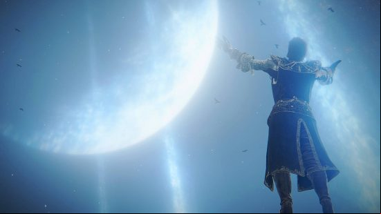 Convergence is one of the more expansive Elden Ring mods out there. Here we see a tarnished in new regalia, praising the moon.