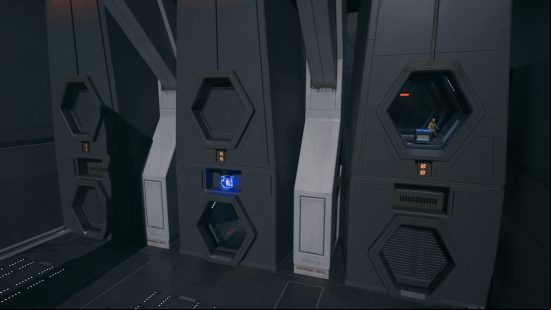 A ledge hides BD-1 cosmetics