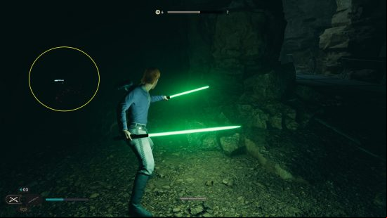Cal Kestis uses two green lightsabers to show the way to the next BD-1 cosmetics