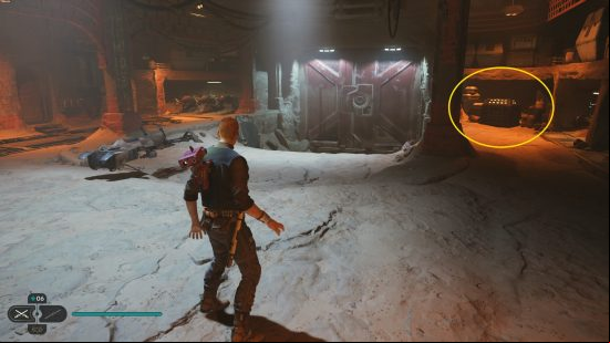 An ornate treasure chest containing BD-1 cosmetics is circled
